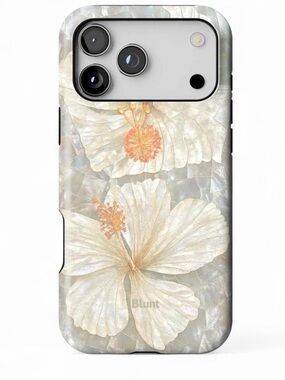Pearl White Hibiscus Phone Case Iridescent Floral || Blunt || Iphone 17 pro max